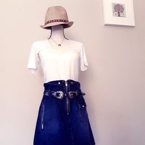 The Kooples Denim Western Skirt
